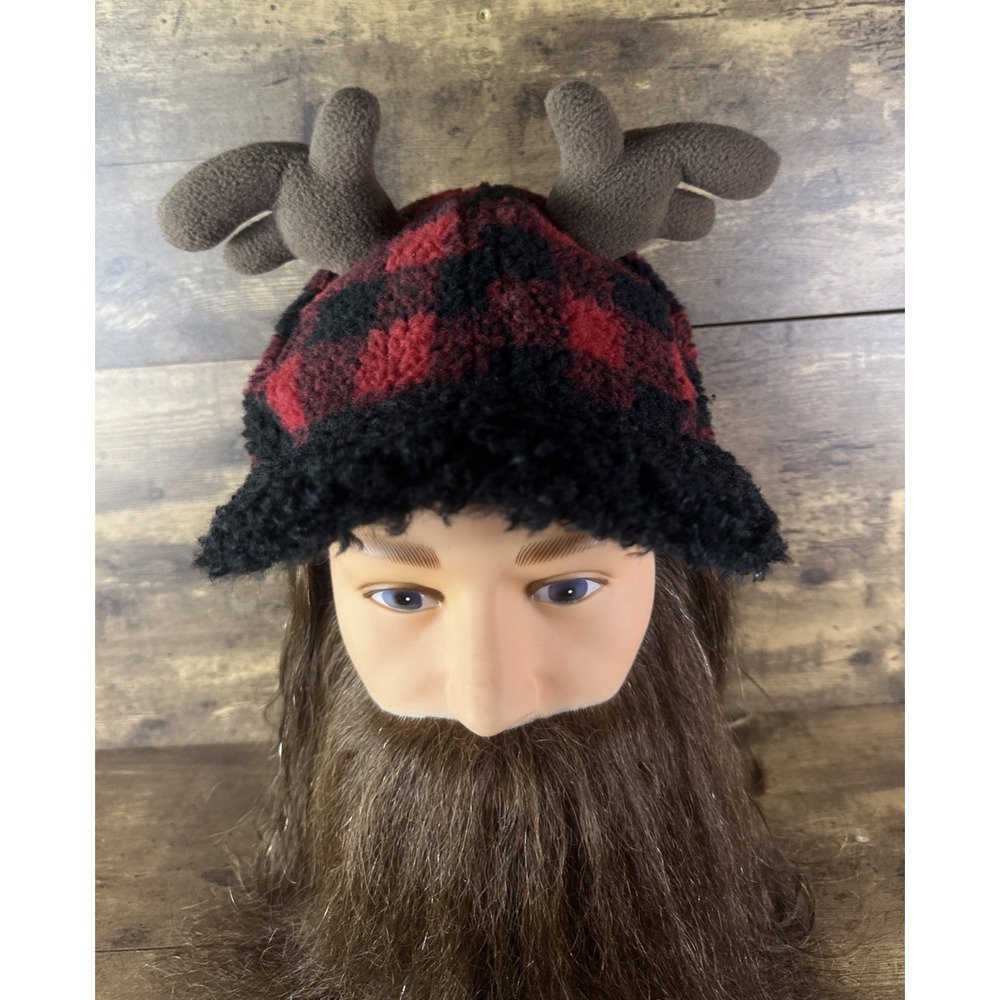 Holiday Time Christmas Plaid Antler SnapBack Hat Cap Reindeer Fast Shipping